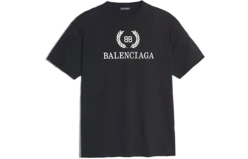 Balenciaga T Shirts Men's Black Crew Neck Moderate Heavyweight