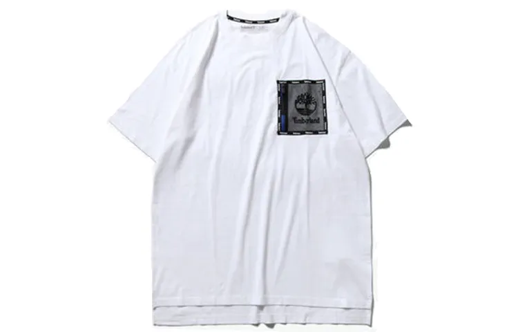 Timberland T-Shirts Men's White Crew Neck Moderate Straight Fit
