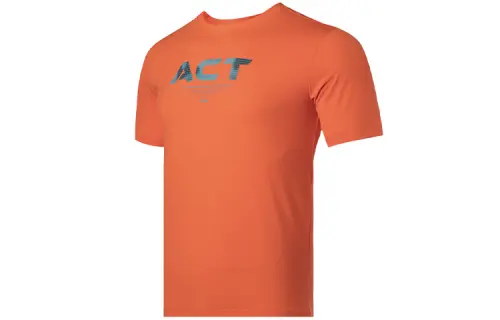 Li Ning T Shirts Men's Flame Orange Crew Neck Moderate Straight Fit