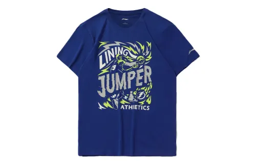 Li Ning Sports Basketball Collection T Shirt Men's Mondrian Blue