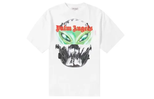 PALM ANGELS T Shirts Men's White Crew Neck Moderate Straight Fit