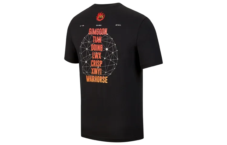 Nike T-Shirts Men's Black Crew Neck Moderate Straight Fit