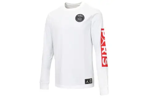 Jordan Paris Saint Germain T Shirts Men's White Crew Neck Moderate Straight Fit