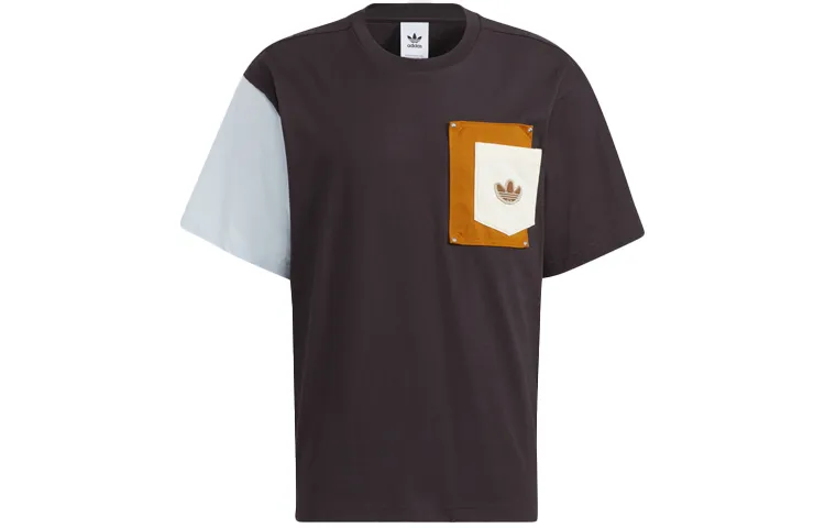 adidas originals Splicing Pocket CrewNeck T-Shirt Brown