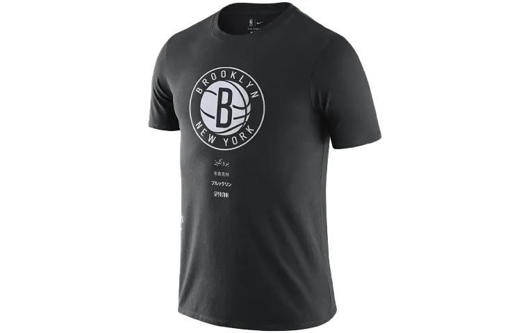Nike T-Shirts Men's Black Crew Neck Moderate Straight Fit