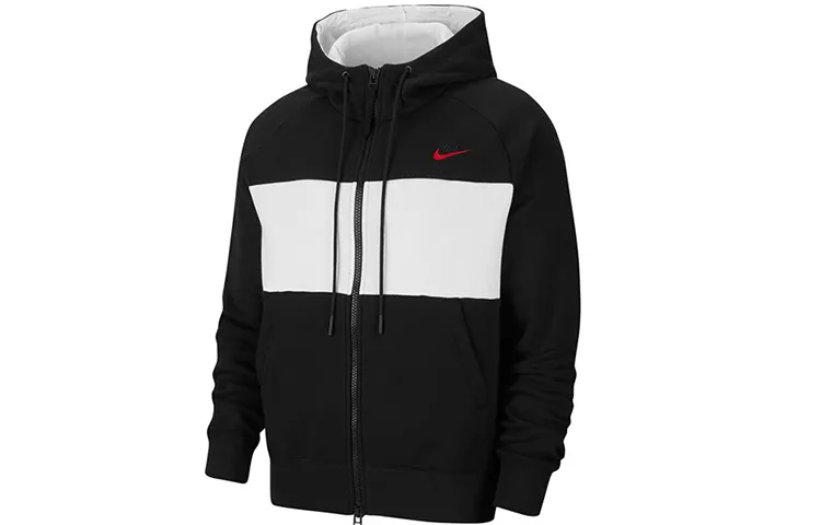 Nike Sweatshirts Men's Black Hooded Moderate Cardigan
