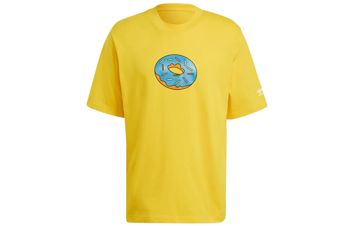 Adidas Originals T-Shirts Men's Yellow Crew Neck Moderate Straight Fit