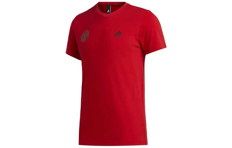 Adidas T-Shirts Men's Light Scarlet Crew Neck Moderate Straight Fit