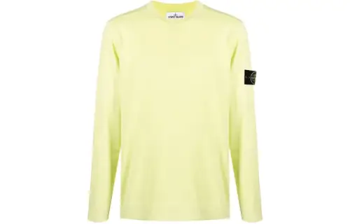 STONE ISLAND T Shirts Men's Yellow Crew Neck Moderate Straight Fit