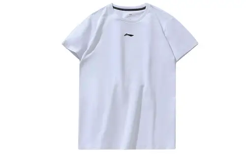 Li Ning T Shirts Men's White Crew Neck Moderate Straight Fit
