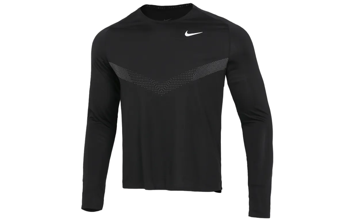 Nike Running T-Shirts Men's Black Crew Neck Moderate Straight Fit