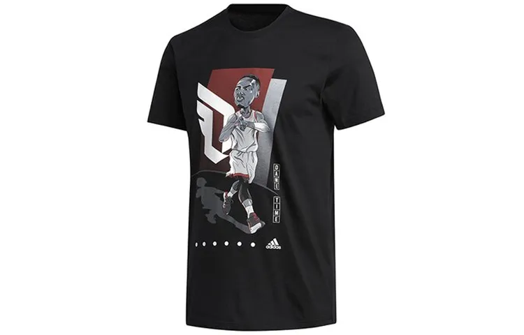 Adidas T-Shirts Men's Black Crew Neck Moderate Straight Fit