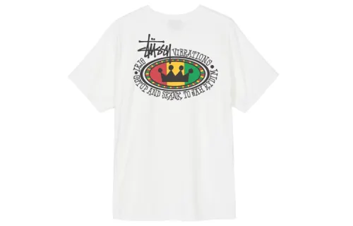 Stussy T Shirts Men's White Crew Neck Thin Straight Fit
