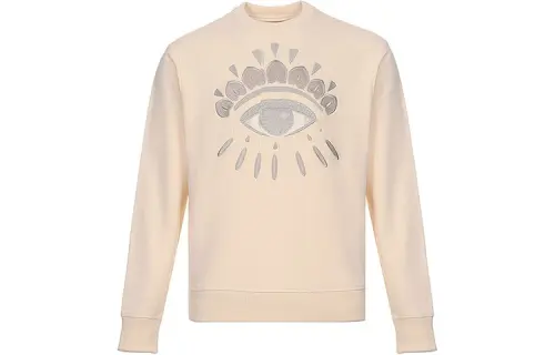KENZO Sweatshirts Men's Beige Yellow Crew Neck Moderate Regular