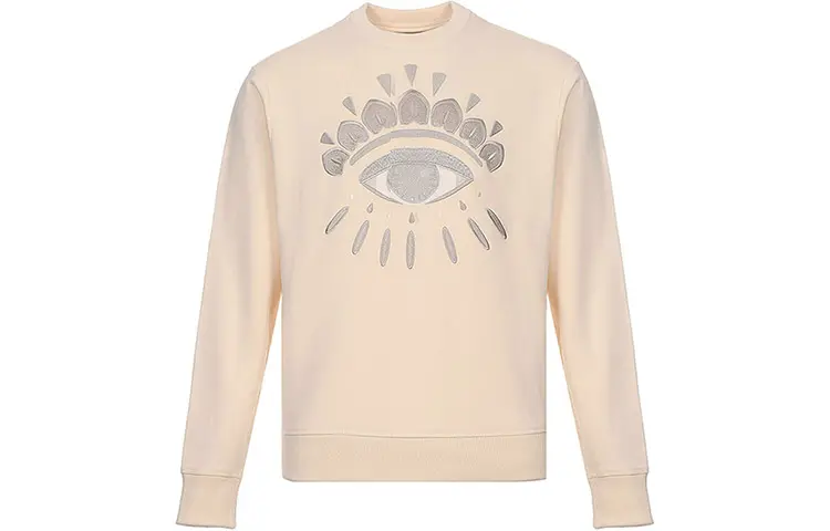 KENZO Sweatshirts Men's Beige Yellow Crew Neck Moderate Regular