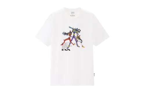 UNIQLO Print Crew Neck Fitted Straight Fit Short Sleeved T Shirt Unisex White