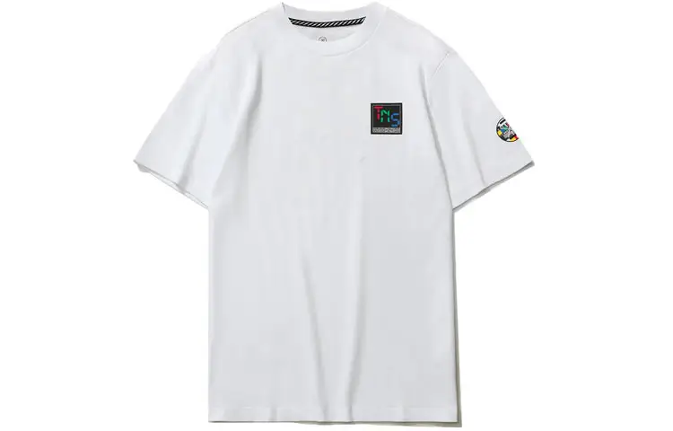 Li Ning T Shirts Men's White Crew Neck Moderate Straight Fit