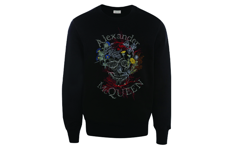 Мужское худи Alexander McQueen Glowing Botanical Skull (черная)
