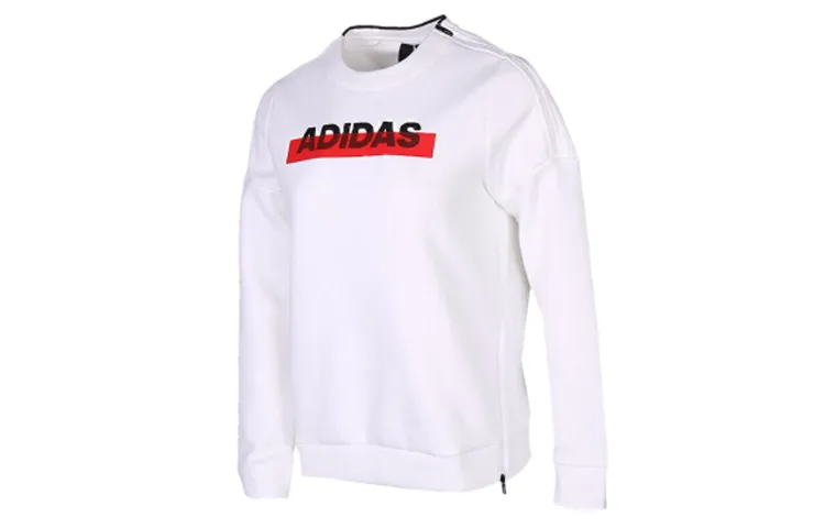 Adidas Sweatshirts Women's White Crew Neck Moderate Regular