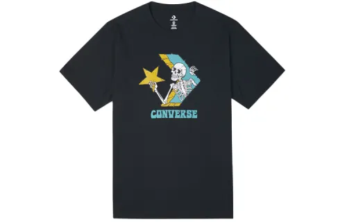 Converse T Shirts Men's Black Crew Neck Moderate Straight Fit