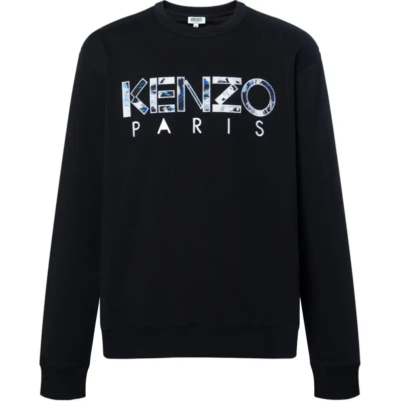 KENZO Sweatshirts Men's Black Crew Neck Moderate Regular