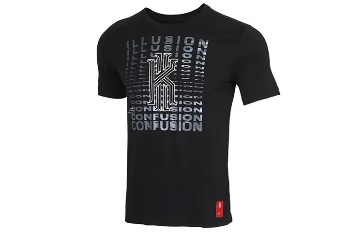 Nike T-Shirts Men's Black Crew Neck Moderate Straight Fit