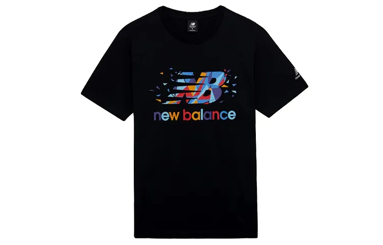 New Balance T-Shirts Men's Black Crew Neck Moderate Straight Fit