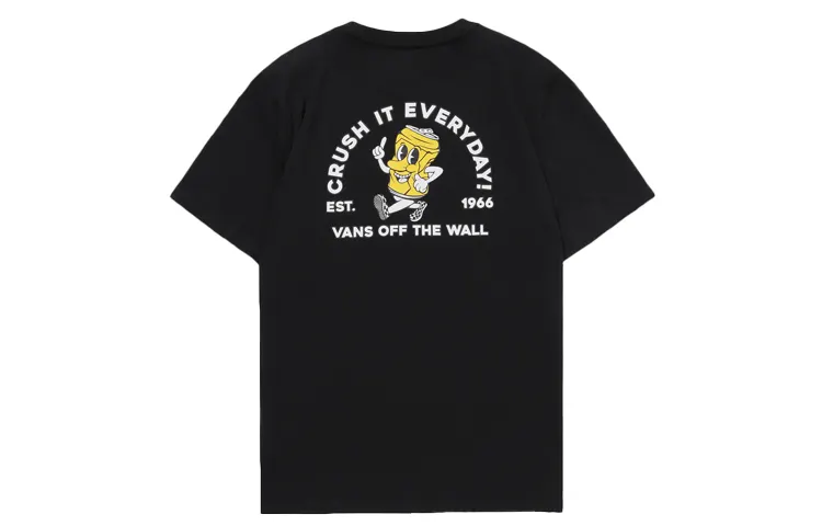 Vans T Shirts Men's Black Crew Neck Moderate Straight Fit