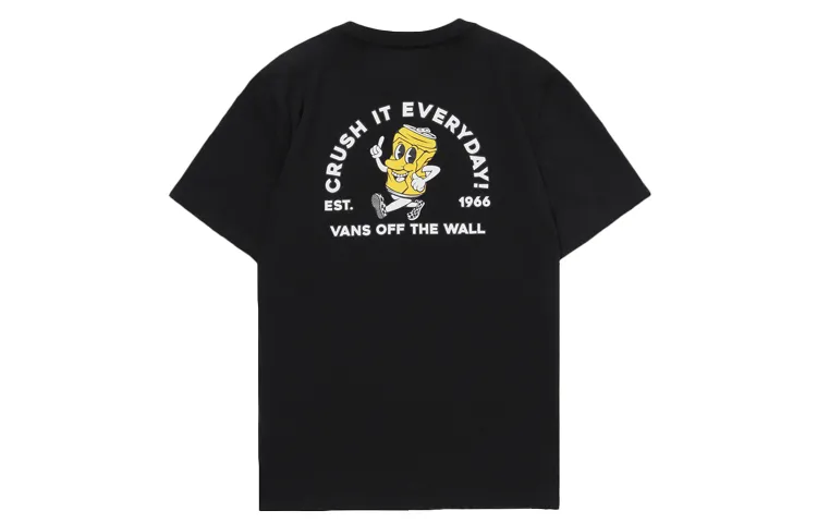Vans T-Shirts Men's Black Crew Neck Moderate Straight Fit