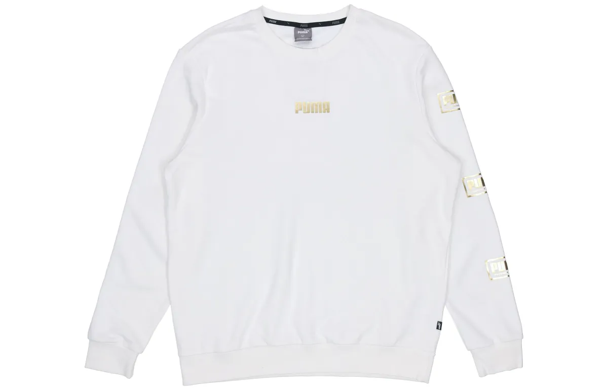 Puma Holiday Men's Logo Bronzing Print Sports Hoodie White