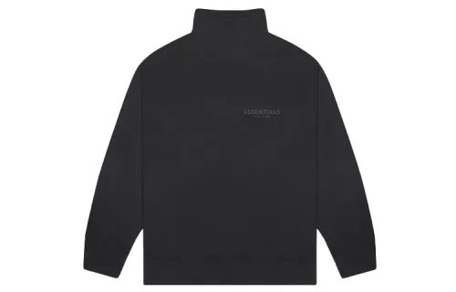 Fear Of God Essentials FW20 Half Collar Sweater Black Half Fleece Lined Pullover American Sweatshirt Unisex Black