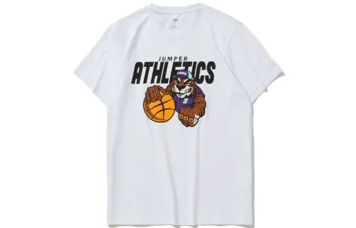 Li Ning Sports Basketball Collection T Shirts Men's White Crew Neck Moderate Straight Fit