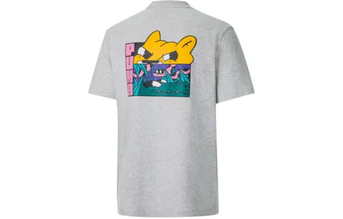 PUMA X BOKU T-Shirts Men's Gray Crew Neck Moderate