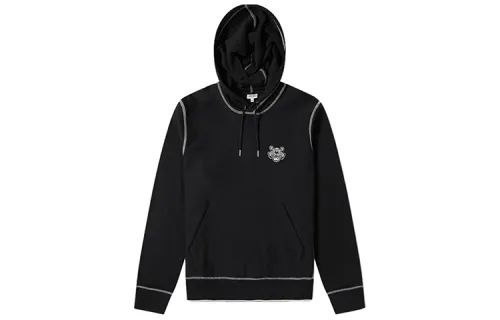KENZO Sweatshirts Men's Black Hooded Moderate Heavyweight