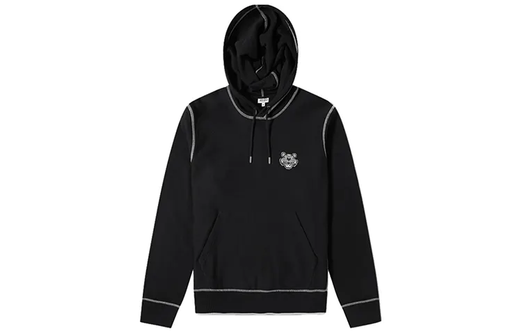 KENZO Sweatshirts Men's Black Hooded Moderate Heavyweight