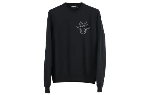 DIOR Quarterly New Products Sweatshirts Men's Black Crew Neck Moderate Regular