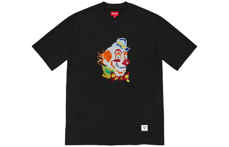Supreme FW21 Week 2 Clown Sequin S/S Top Clown sequin round neck cartoon short-sleeved American trendy T-shirt, same style for men and women