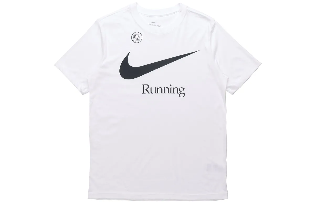 Nike T-Shirts Men's White Crew Neck Moderate Straight Fit