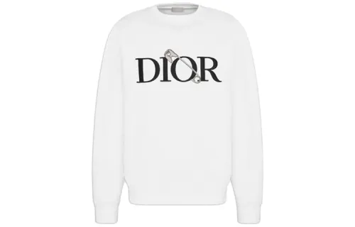 DIOR Quarterly New Products Sweatshirts Men's White Crew Neck Moderate Regular