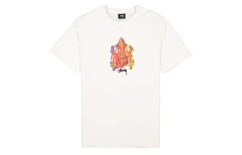 Stussy T Shirts Men's White Crew Neck Moderate Straight Fit