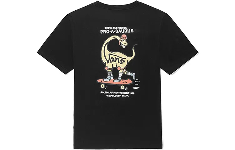 Vans T Shirts Unisex Black Crew Neck Moderate Straight Fit