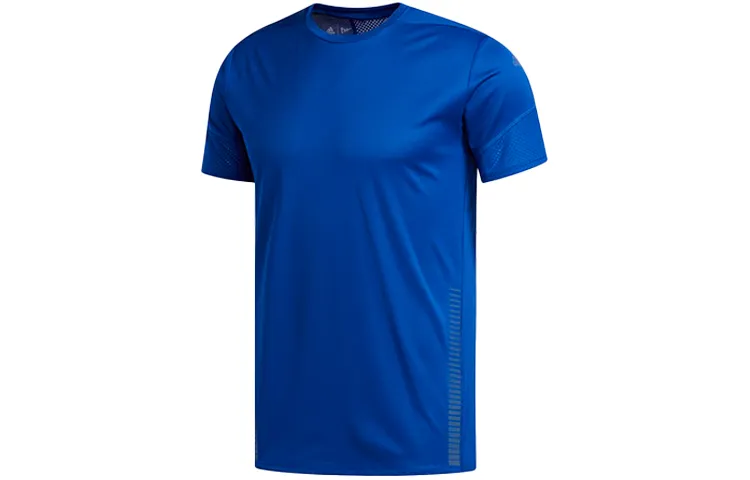 Adidas T-Shirts Men's Blue Crew Neck Moderate Straight Fit