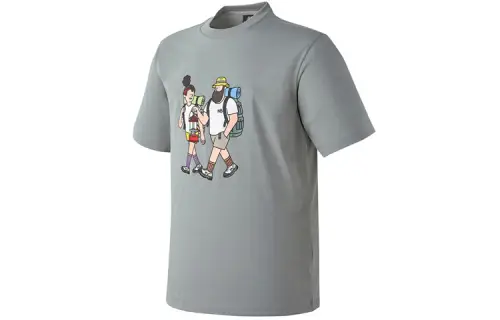 New Balance T Shirts Unisex Light Khaki Crew Neck Moderate Straight Fit
