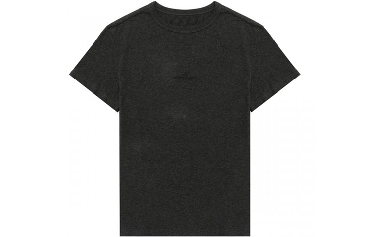 Maison Margiela Semir, solid black T-shirt with a round collar, logo embroidery service