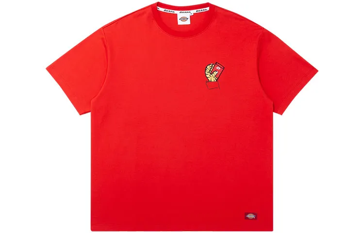 Dickies T Shirts Unisex China Red Crew Neck Thin Straight Fit