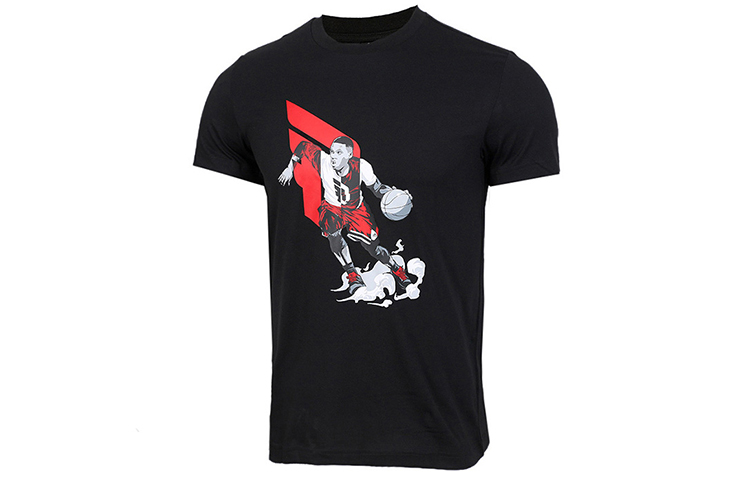 Adidas, basketball sports black short sleeve T-shirt