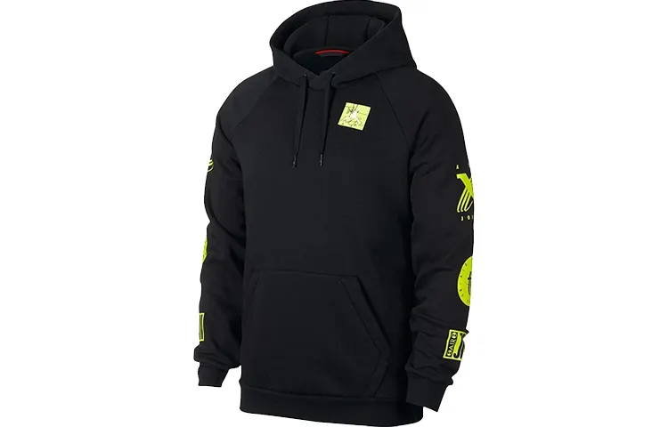 Jordan Sweatshirts Men's Black Green Hooded Moderate Regular