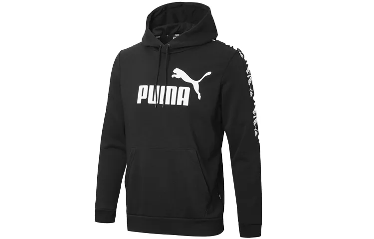 PUMA Sweatshirts Men's Black Hooded Moderate Regular
