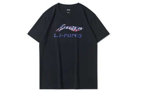 Li Ning Sports Fashion Collection T Shirts Men's Black Crew Neck Moderate Straight Fit
