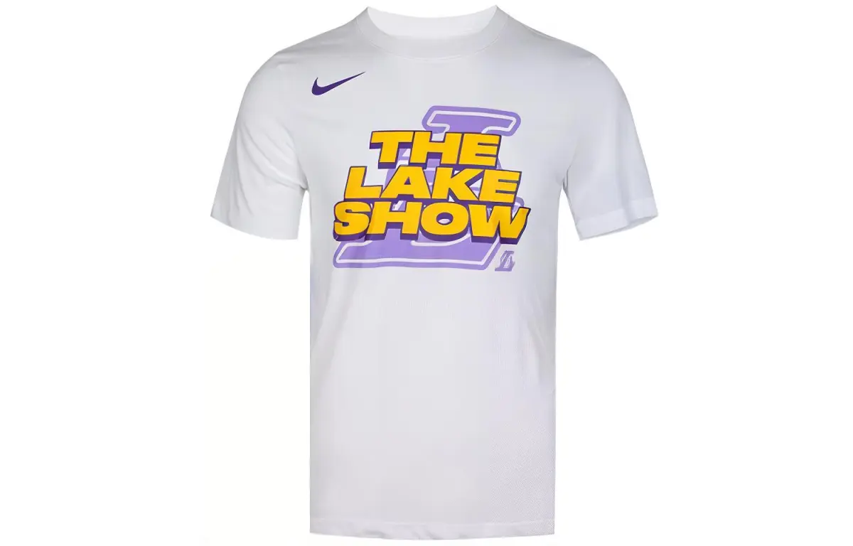 Nike T-Shirts Men's White Crew Neck Moderate Straight Fit